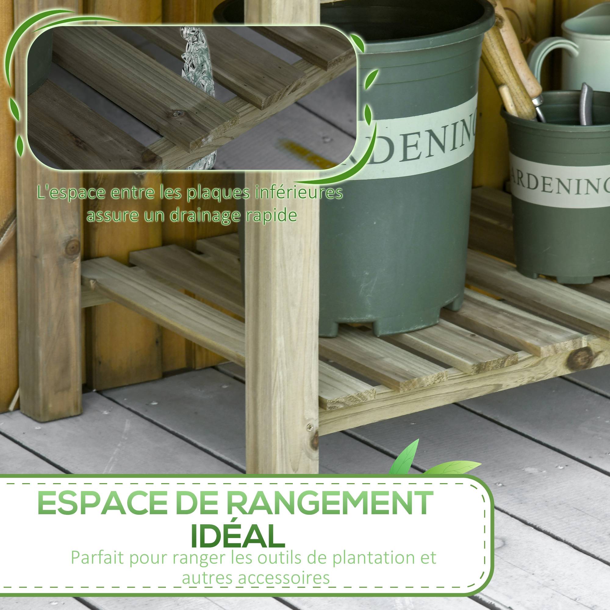 Jardinière sur pieds bois naturel 91 x 51 x 76 cm - PANGIVO - Image 7