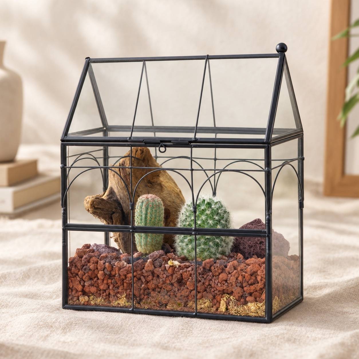 Terrarium Géométrique En Verre Et Métal Ventilé Pour Plantes Et Décoration Intérieure - Image 6