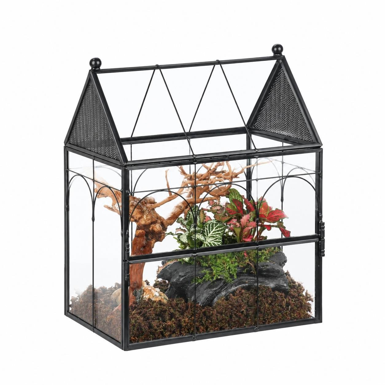 Terrarium Géométrique En Verre Et Métal Ventilé Pour Plantes Et Décoration Intérieure
