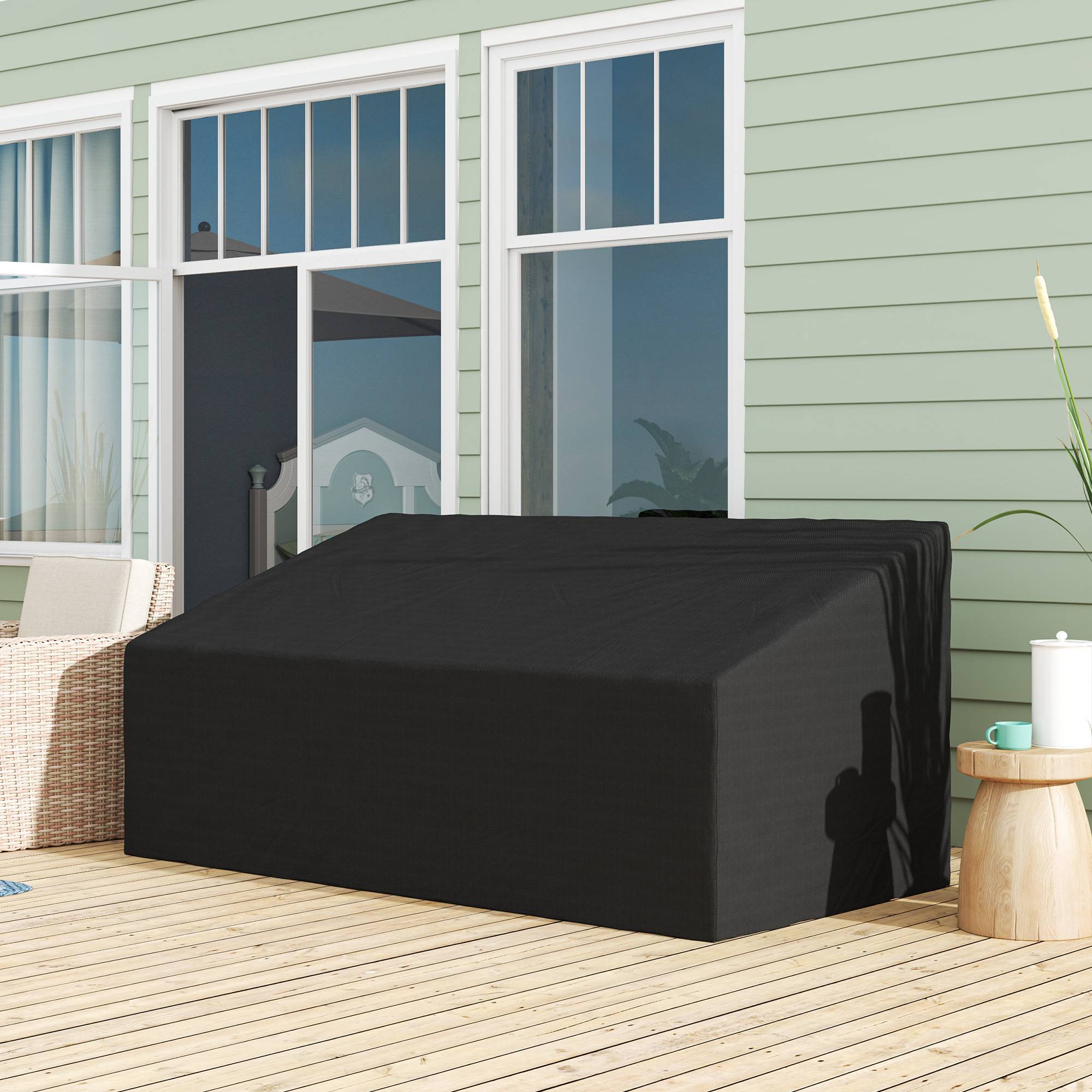 Housse pour banc de jardin 3-4 places Fundamental – Tissu Oxford 600D imperméable – Pour terrasse – 218 x 111 x 63/101 cm - Image 3