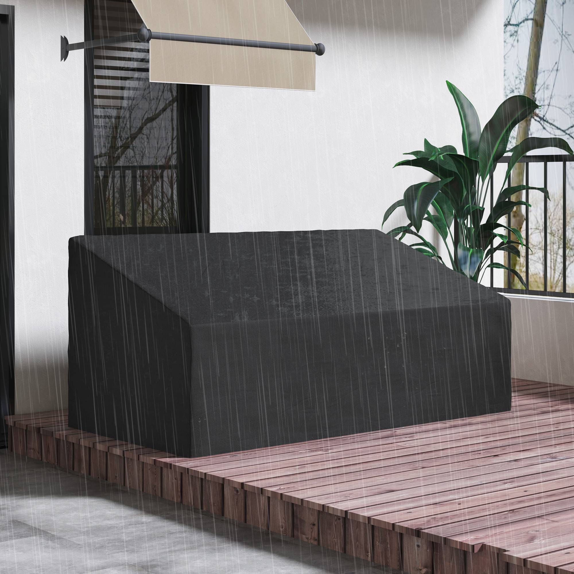 Housse pour banc de jardin 3-4 places Fundamental – Tissu Oxford 600D imperméable – Pour terrasse – 218 x 111 x 63/101 cm - Image 4