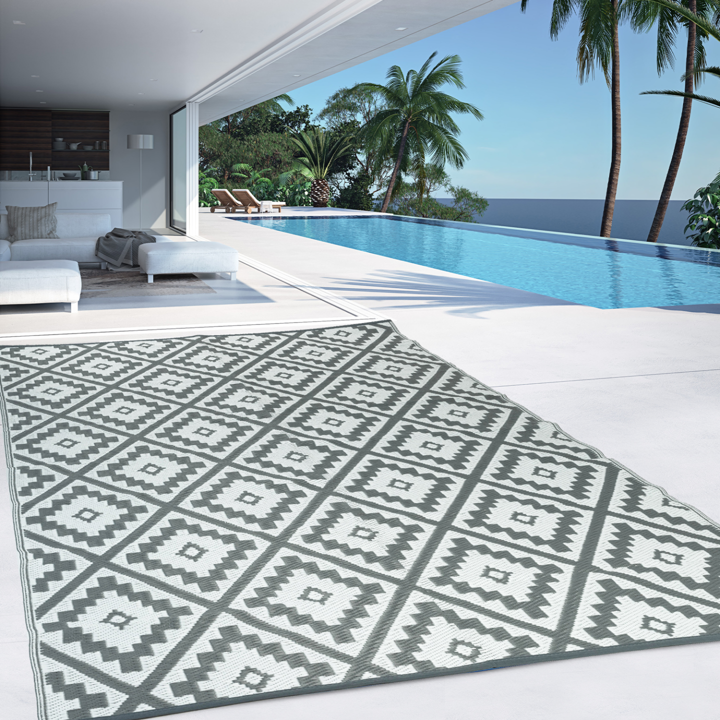 Tapis extérieur BAHAMAS gris 160 x 260 CM - Imagen 3