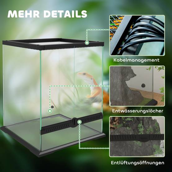 Terrarium en verre noir 45 x 45 x 60 cm - PANGIVO - Image 10