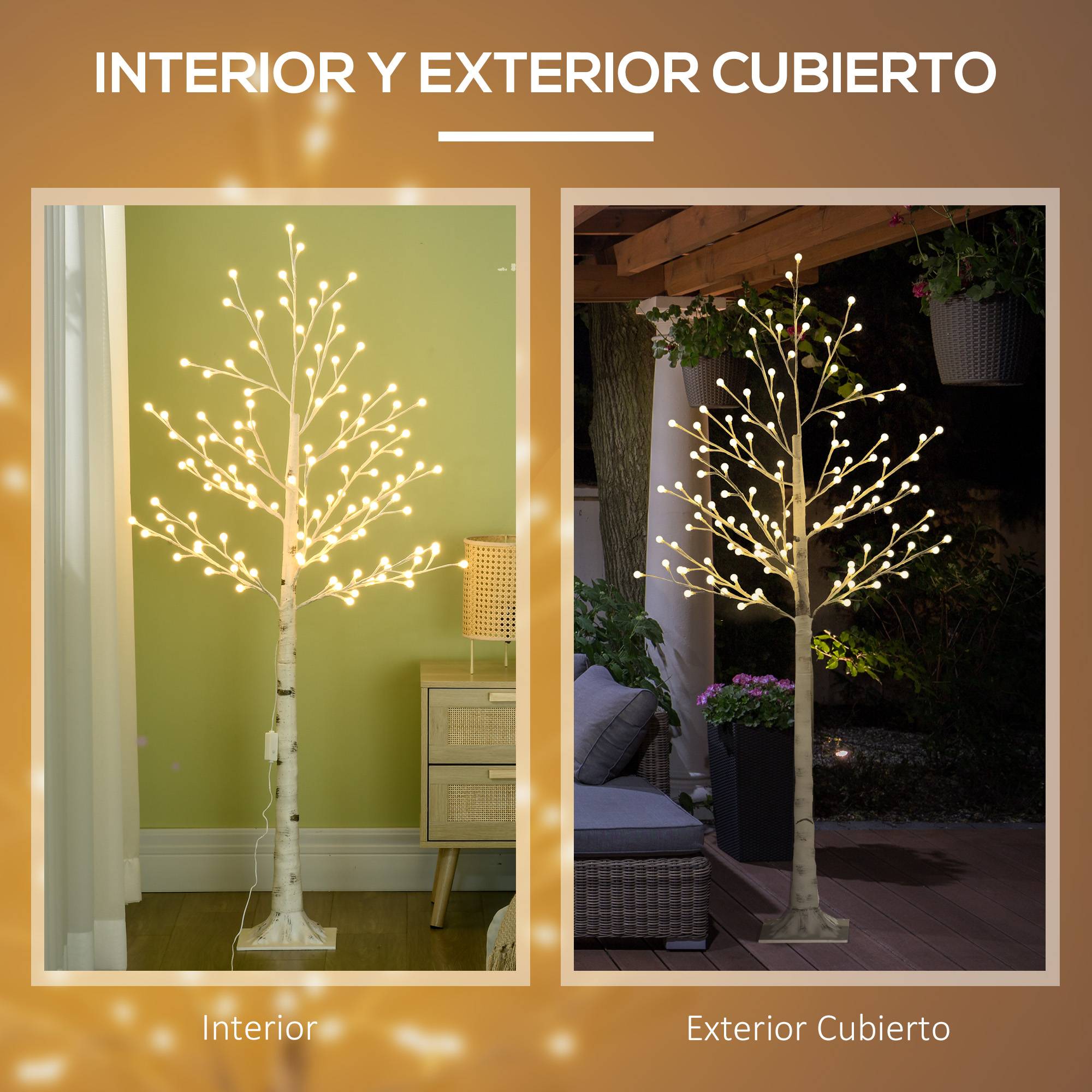 Sans Marque - Arbre artificiel blanc avec 120 lumières LED, étanchéité IP44, luminosité réglable, décoration intérieure, 20 x 20 x 150 cm. - Image 9