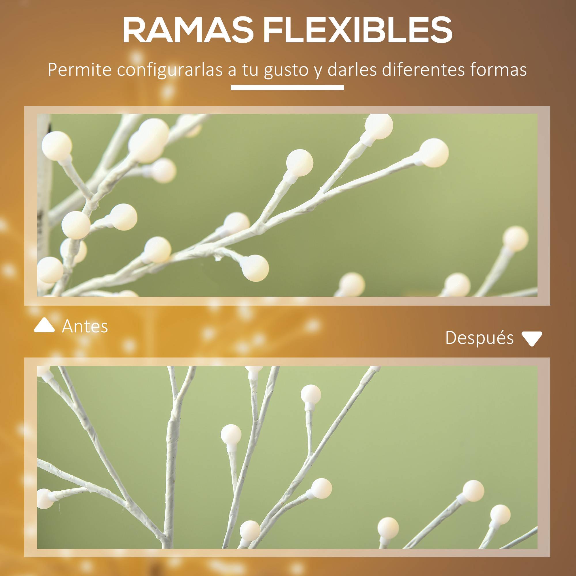 Sans Marque - Arbre artificiel blanc avec 120 lumières LED, étanchéité IP44, luminosité réglable, décoration intérieure, 20 x 20 x 150 cm. - Image 8