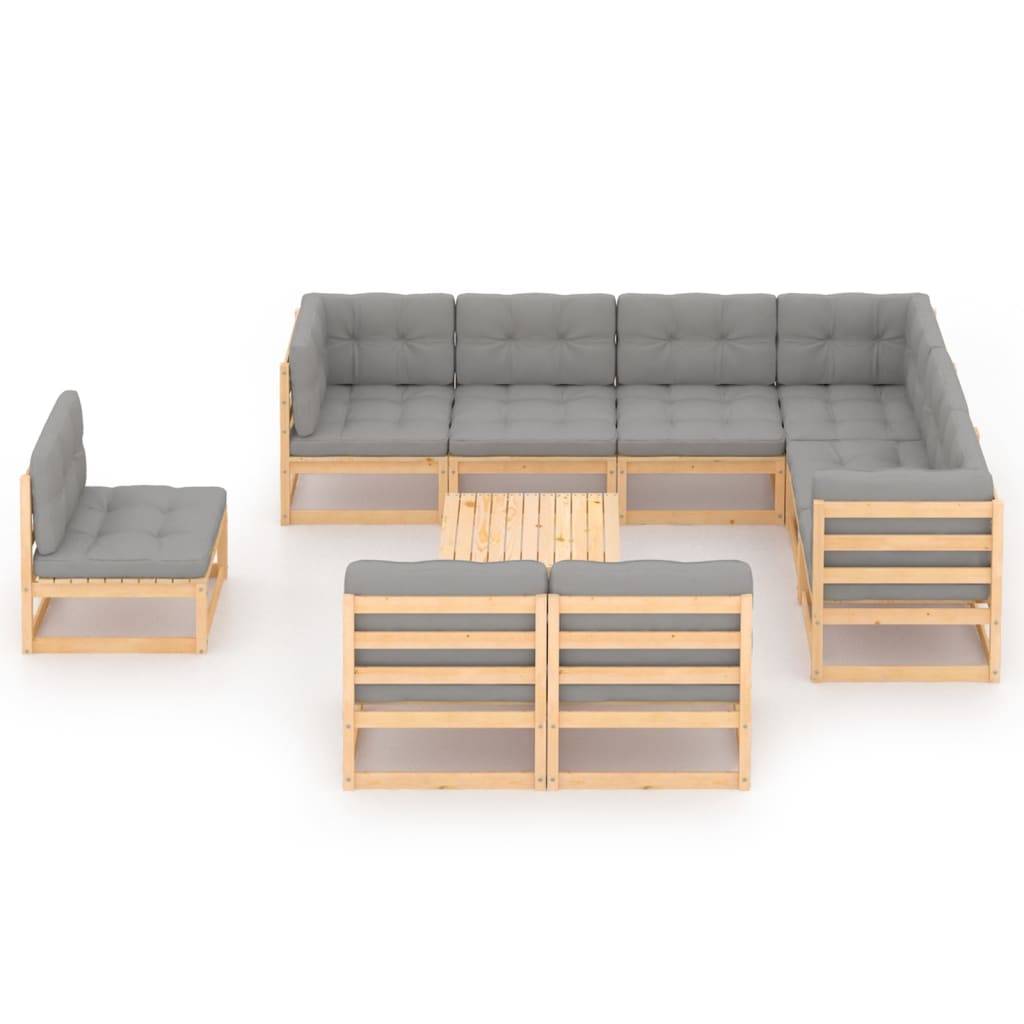 Helloshop26 - Salon de jardin meuble d'extérieur ensemble de mobilier 10 pièces avec coussins bois de pin massif - Imagen 2