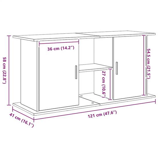 Support pour aquarium Chêne Noir avec Rangement Asymétrique 121x41x58 cm - ComfortXL Outdoor Living - Image 5