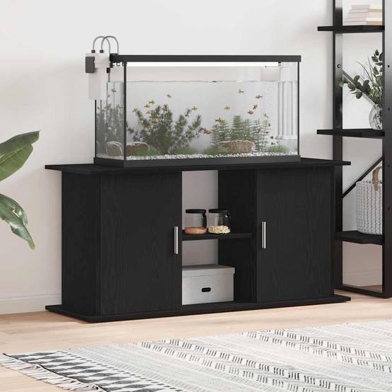Support pour aquarium Chêne Noir avec Rangement Asymétrique 121x41x58 cm - ComfortXL Outdoor Living - Image 1