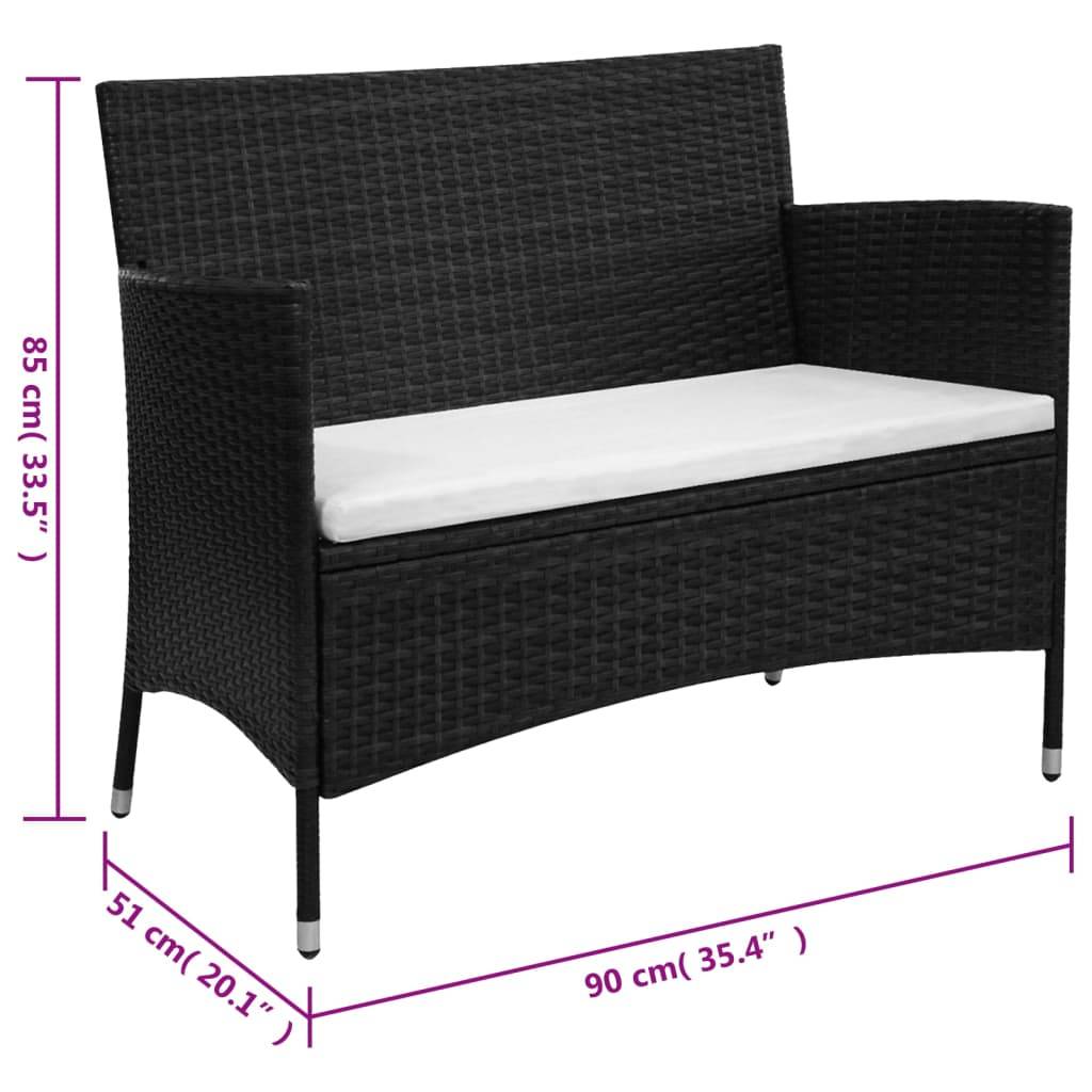 Maison Chic - Banc de jardin - Banc d'extérieur - Banquette 90 cm Résine tressée Noir - Imagen 4