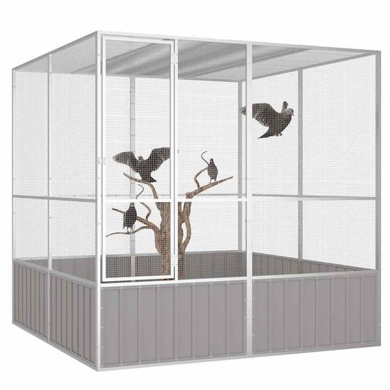 Vidaxl - Cage à oiseaux Gris 213,5x217,5x211,5 cm Acier galvanisé vidaXL 171552 - Image 2