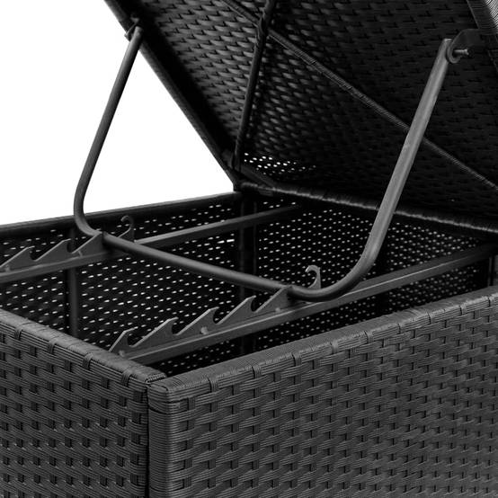 2 pcs Chaises longue | Transat | Bain de soleils avec coussins Résine tressée Noir - Image 9
