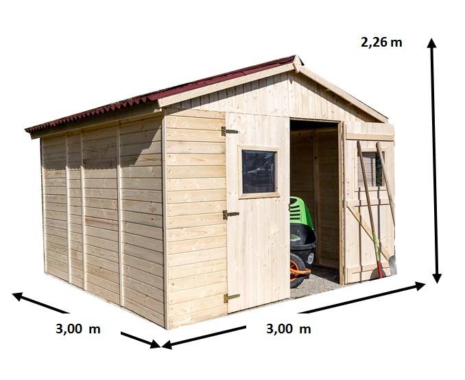 Habrita - Abri Panneau bois massif sans plancher / 16 mm / surface extérieure : 9,00 m2 / toiture plaques ondulées plus grande longévité - Imagen 4