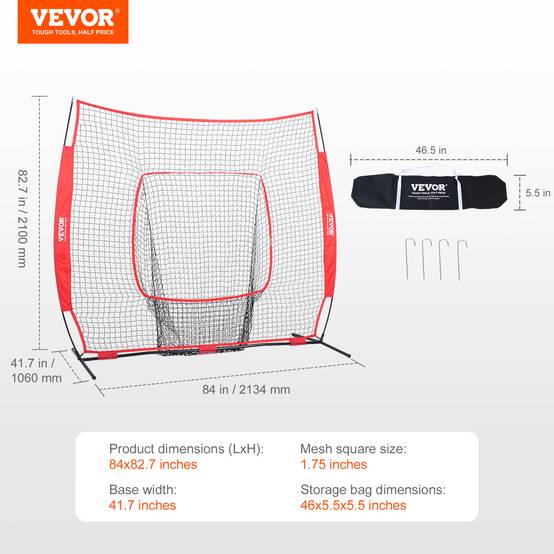 Vevor - VEVOR Filet entraînement baseball 213,4x210 cm, frapper, attraper, lancer. Backstop. - Image 7