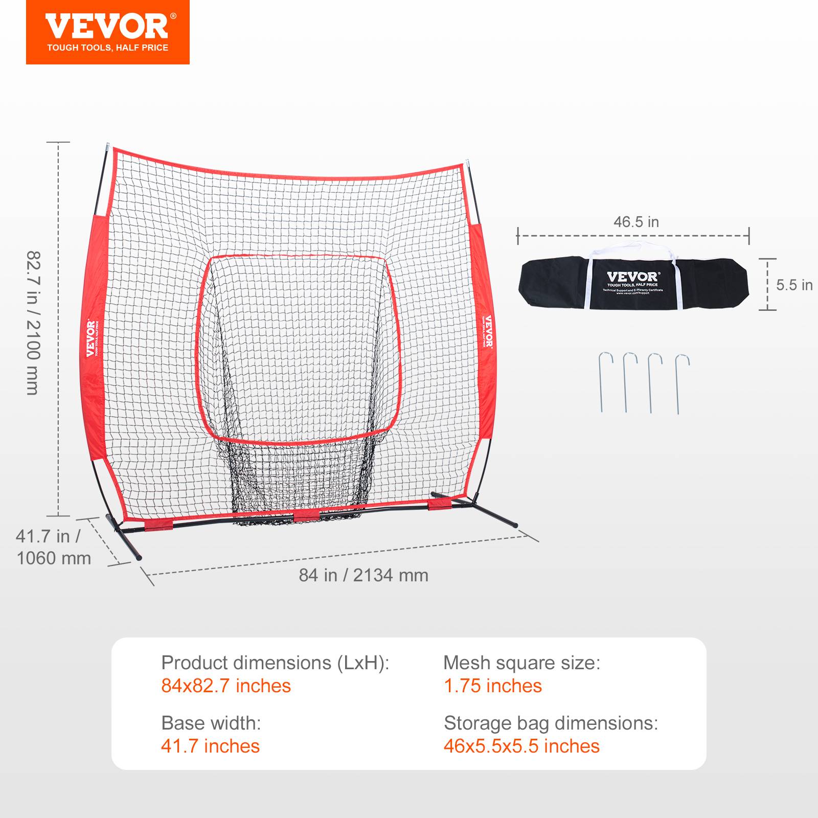 Vevor - VEVOR Filet entraînement baseball 213,4x210 cm, frapper, attraper, lancer. Backstop. - Image 7