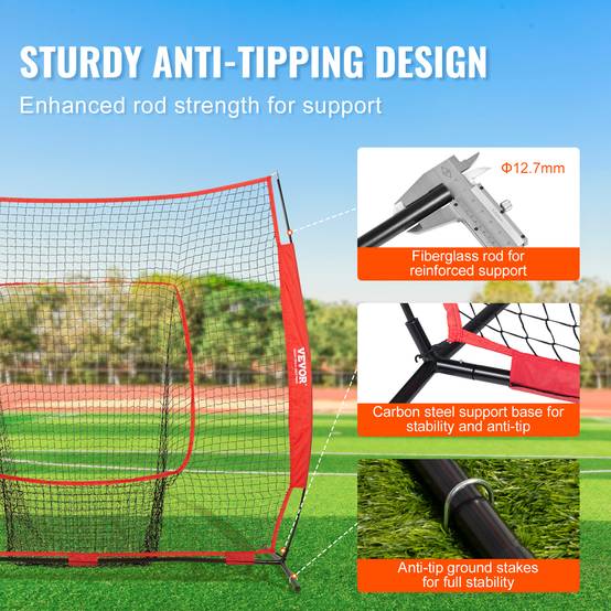 Filet entraînement baseball 213,4x210 cm, frapper, attraper, lancer ...