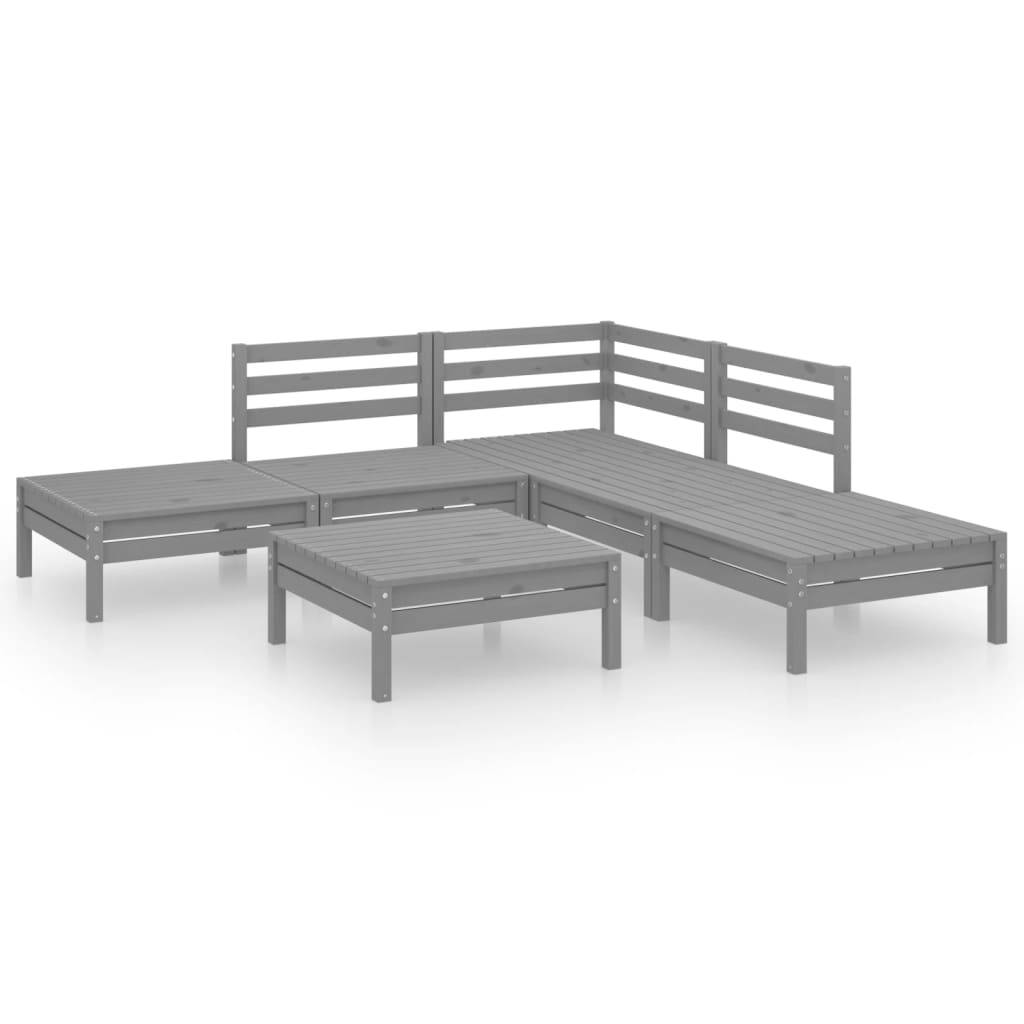 Maison Chic - 6 pcs salon de jardin - Mobilier d'extérieur - Mobilier de jardin Bois de pin massif Gris-JU7535