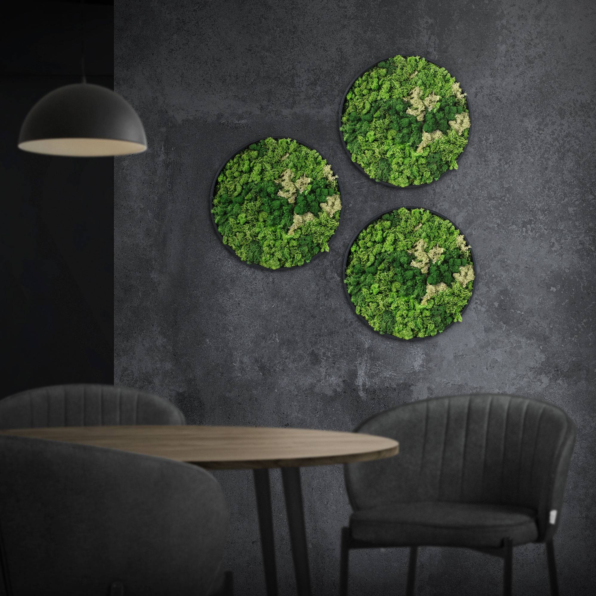 Ecd-Germany - Tableau en mousse de renne stabilisée, ronde Ø 30 cm, vert, décoration murale végétale d'intérieur, cadre en MDF, effet 3D, sans arrosage ni entretien - Image 1