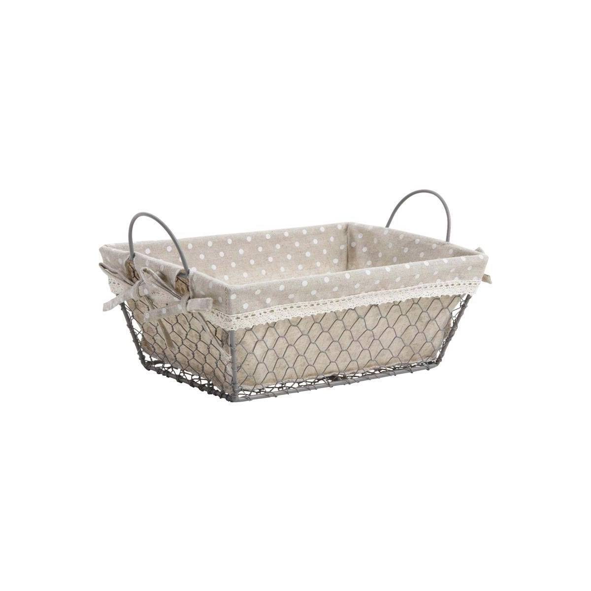 Aubry Gaspard - Corbeille de rangement en grillage métallique avec doublure en jute amovible