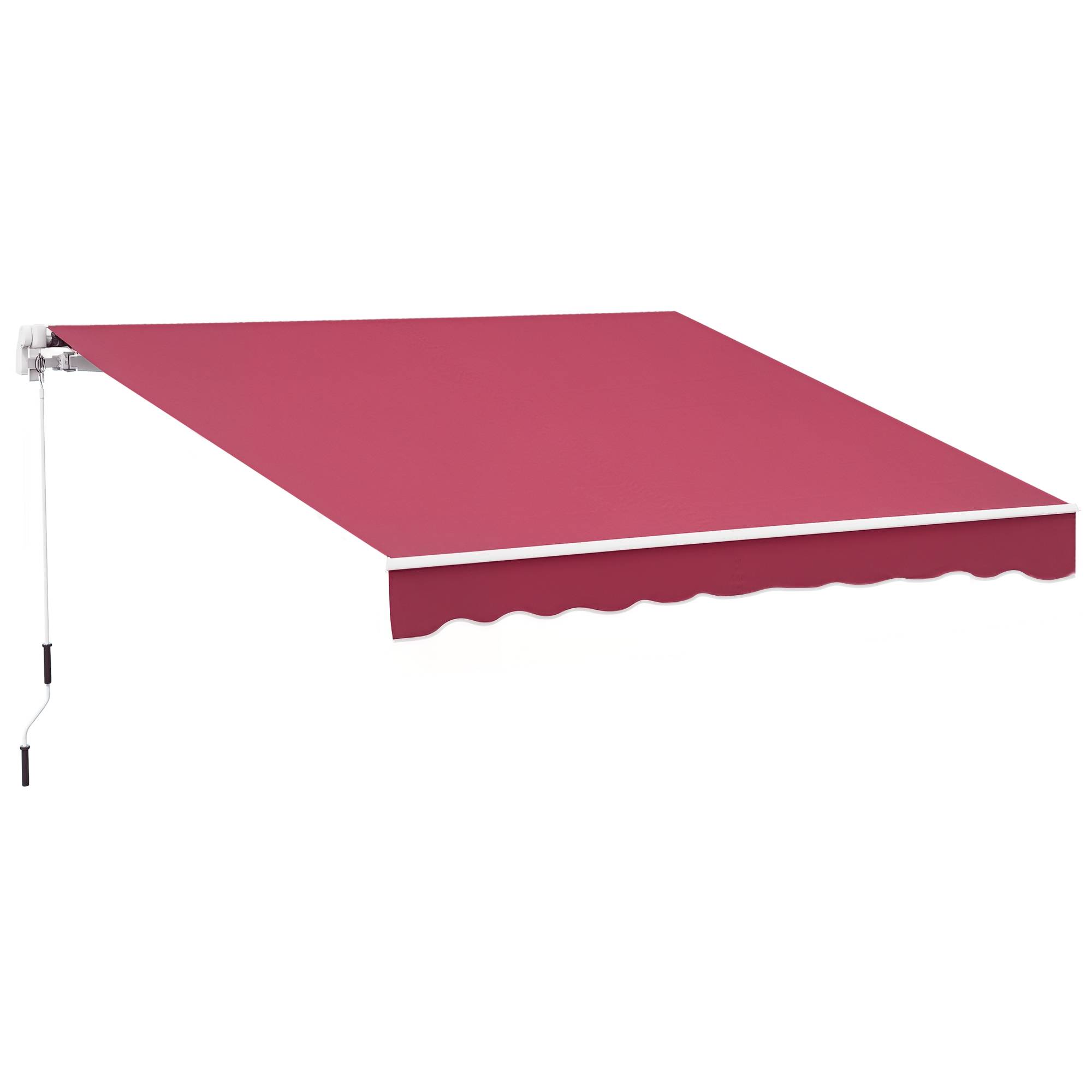 Store banne manuel rouge 395x245 cm en aluminium et polyester 280 g/m², protection solaire design sobre pour façade pratique et coloré