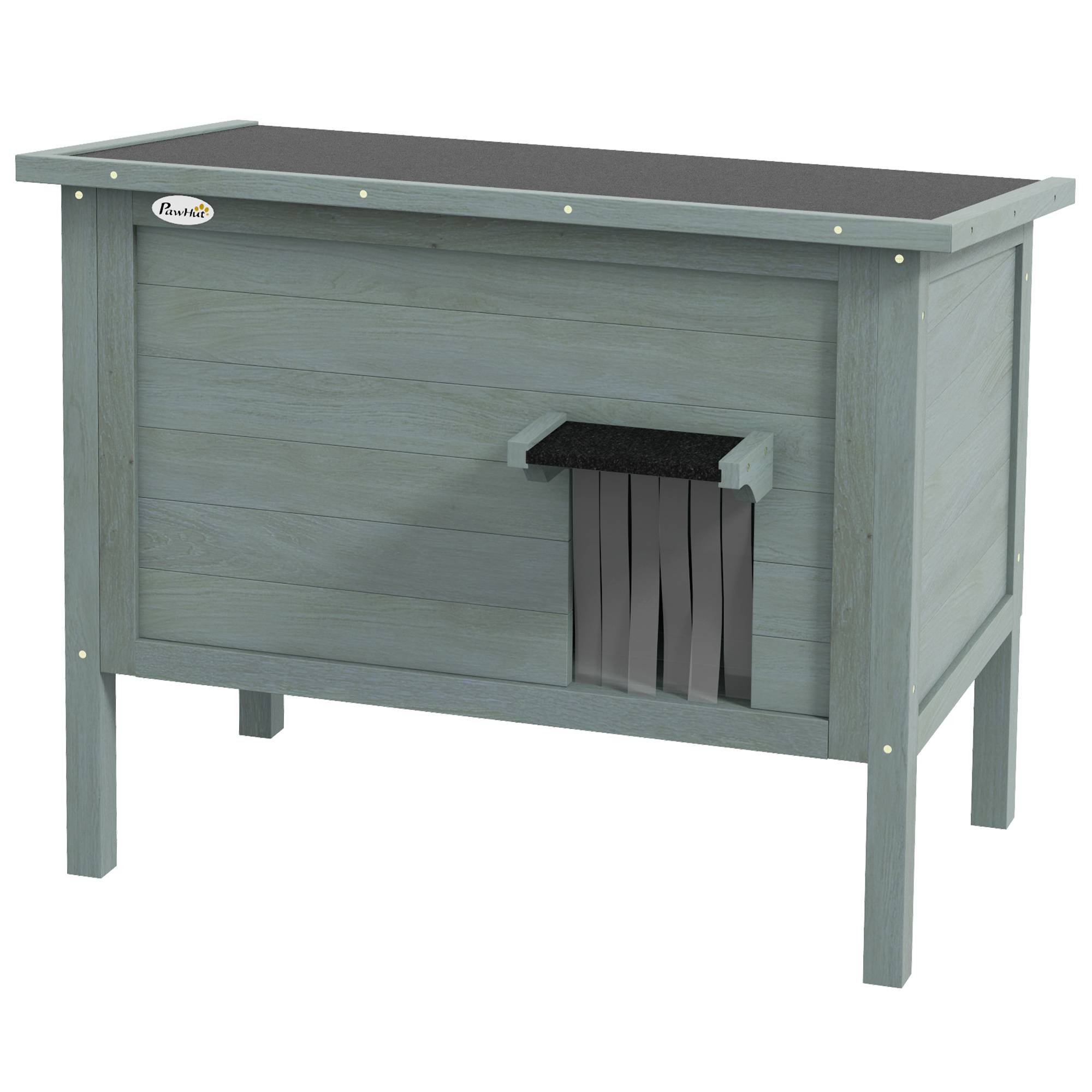 Niche pour chat d'extérieur bois gris et noir 85 x 50 x 68.5 cm - PANGIVO - Image 2
