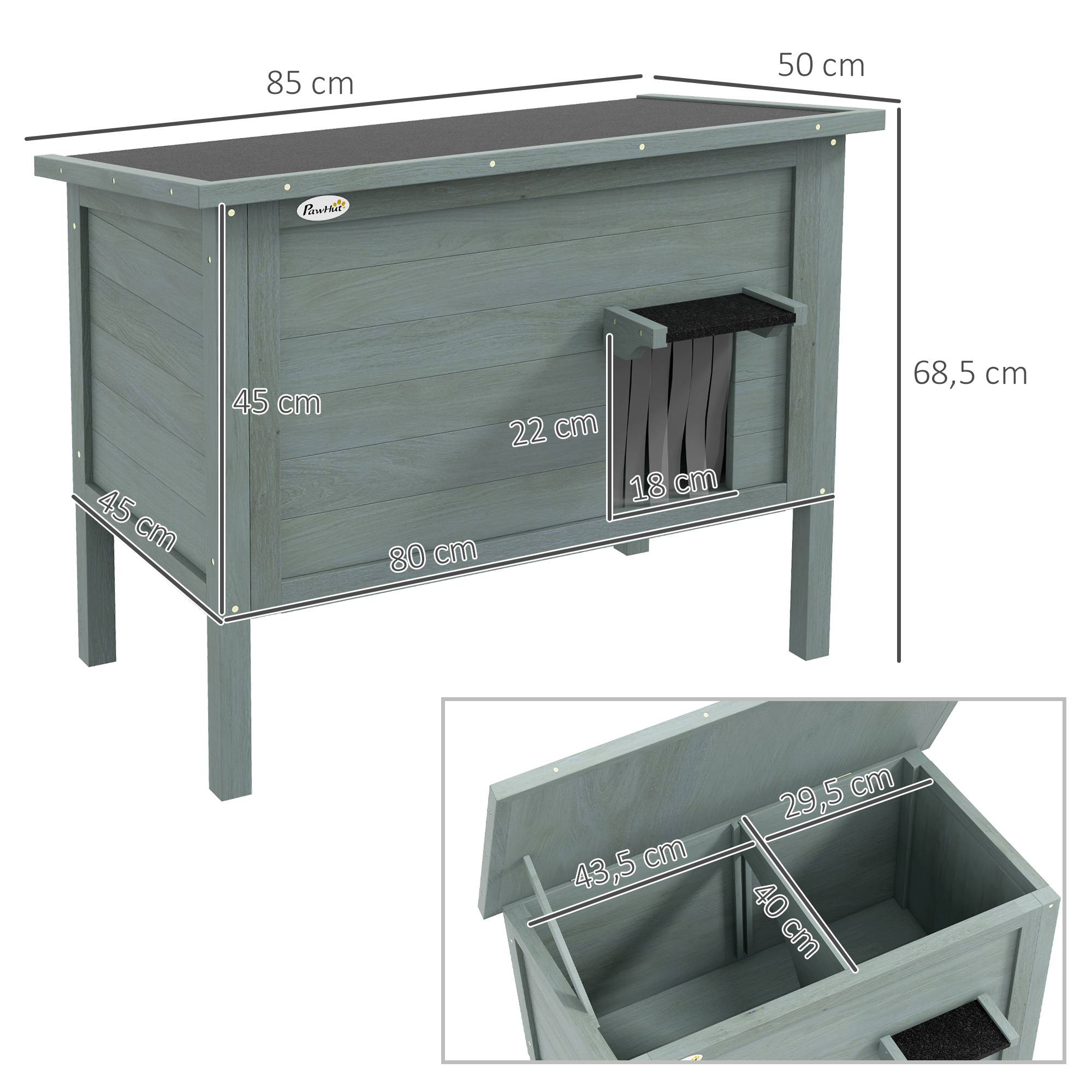 Niche pour chat d'extérieur bois gris et noir 85 x 50 x 68.5 cm - PANGIVO - Image 5