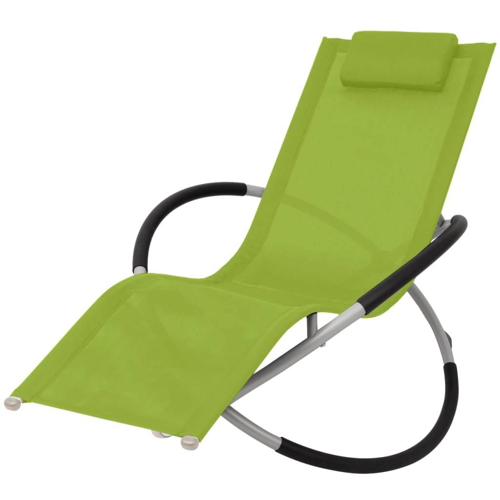 Helloshop26 - Transat chaise longue bain de soleil lit de jardin terrasse meuble d'extérieur géométrique d'extérieur acier vert - Imagen 1