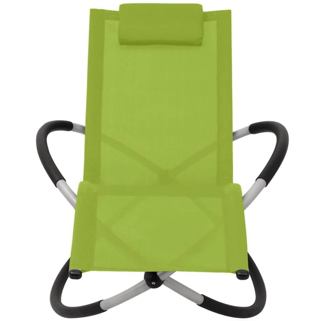 Helloshop26 - Transat chaise longue bain de soleil lit de jardin terrasse meuble d'extérieur géométrique d'extérieur acier vert - Imagen 2