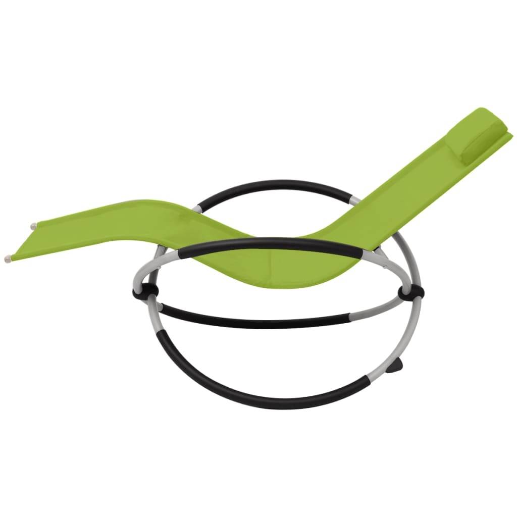 Helloshop26 - Transat chaise longue bain de soleil lit de jardin terrasse meuble d'extérieur géométrique d'extérieur acier vert - Imagen 3