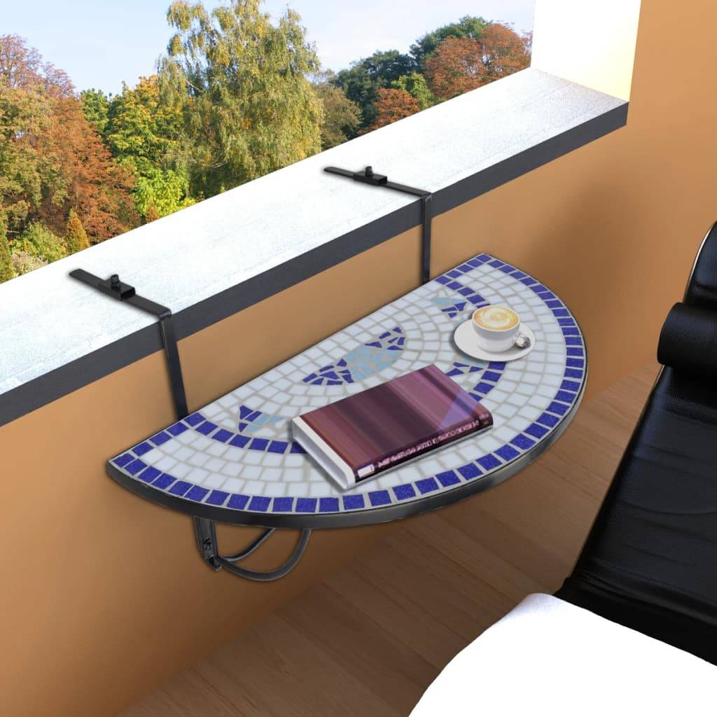 Vidaxl - Table suspendue de balcon Bleu et blanc Mosaïque vidaXL 41124 - Imagen 1