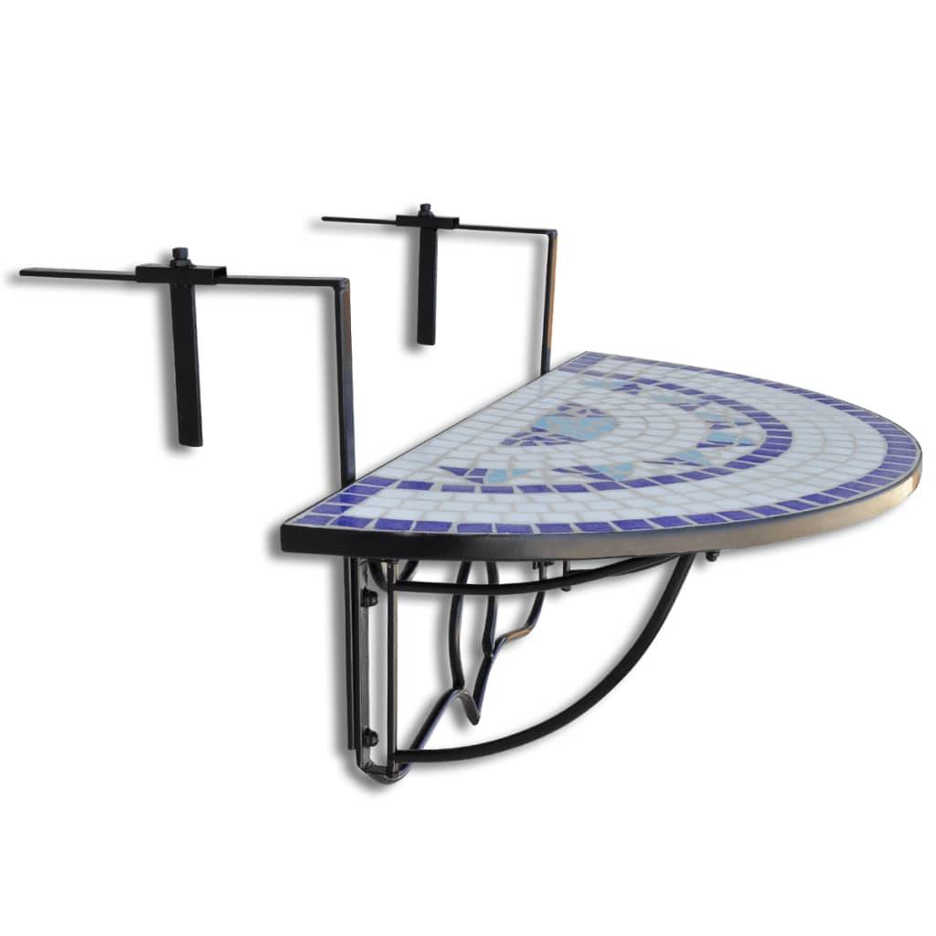 Vidaxl - Table suspendue de balcon Bleu et blanc Mosaïque vidaXL 41124 - Imagen 6