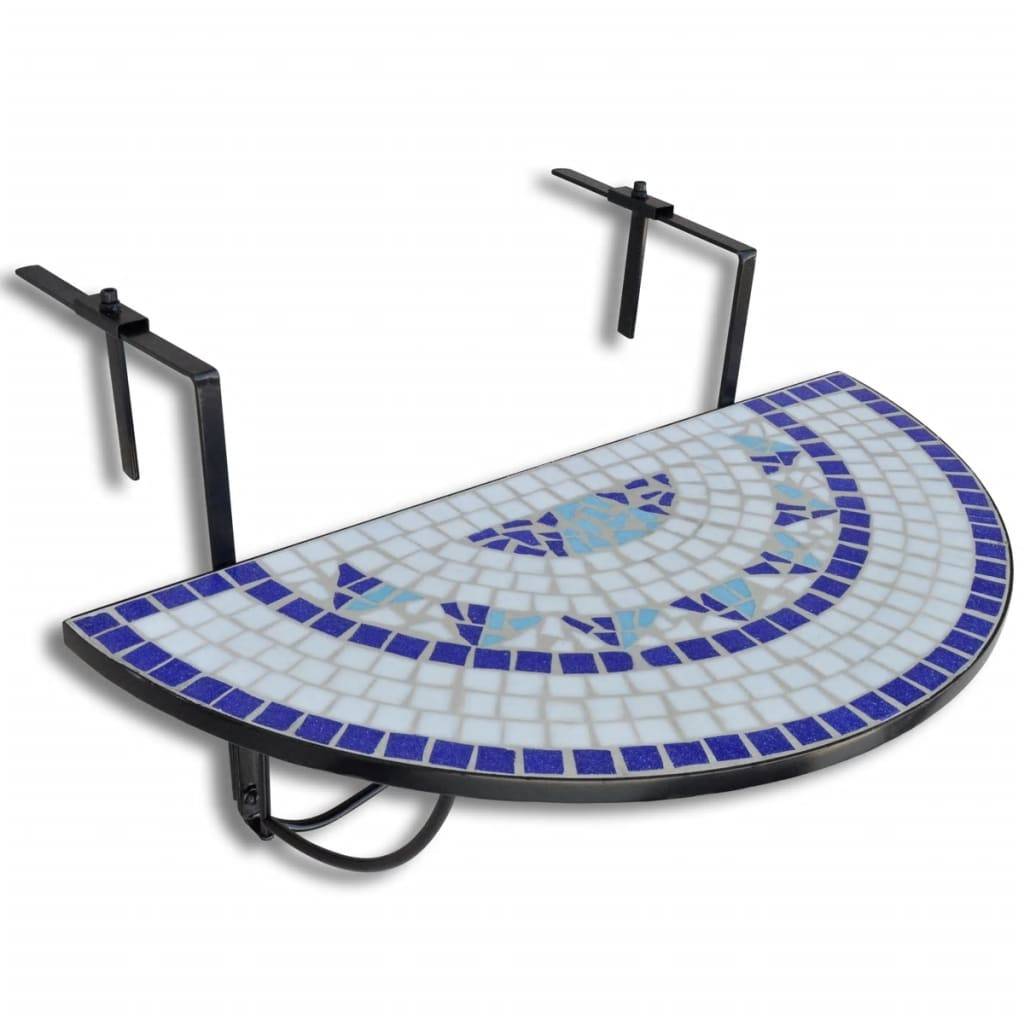 Vidaxl - Table suspendue de balcon Bleu et blanc Mosaïque vidaXL 41124 - Imagen 2