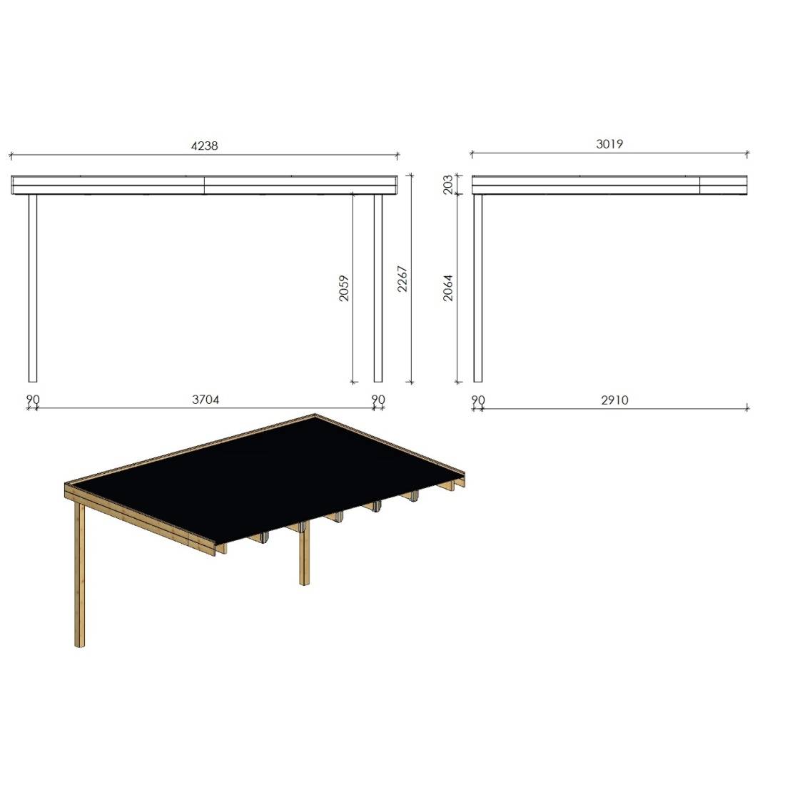 Altanka - Pergola de jardin 3.02x4.24m - traité - DOM180 - ALTANKA - Image 2