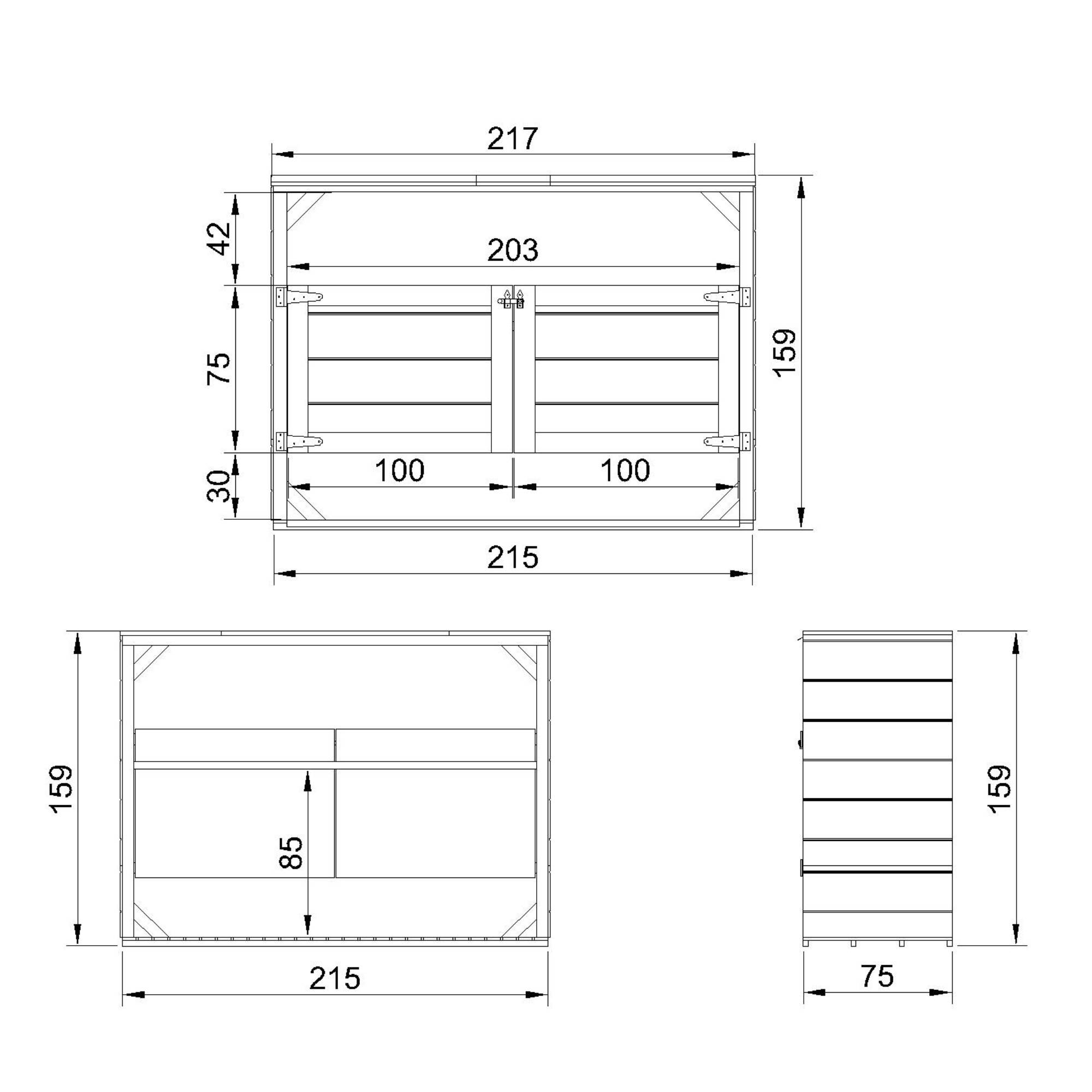 Timbela - Abri de jardin pour poubelles, Cache poubelle extérieur 1,62 m² / 3x240L - Timbela M982A-TERRA BROWN - Image 5