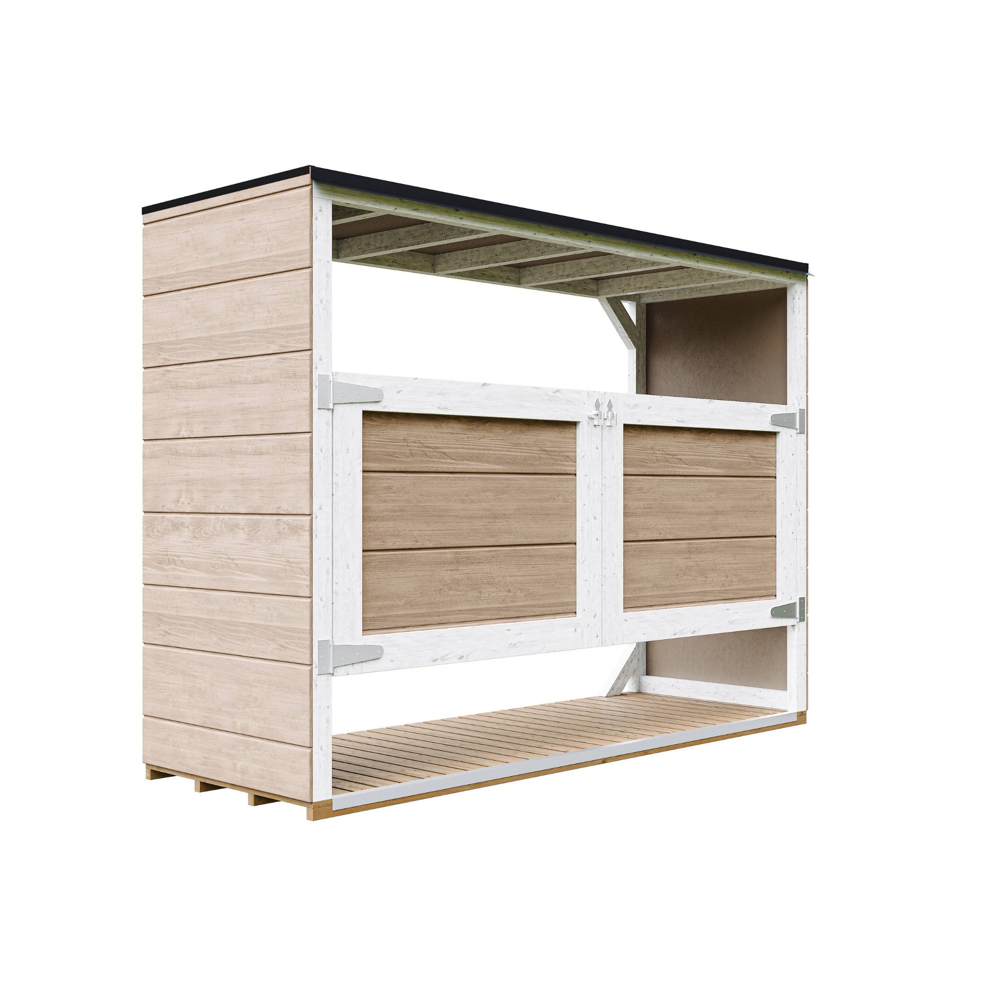 Timbela - Abri de jardin pour poubelles, Cache poubelle extérieur 1,62 m² / 3x240L - Timbela M982A-TERRA BROWN - Image 2