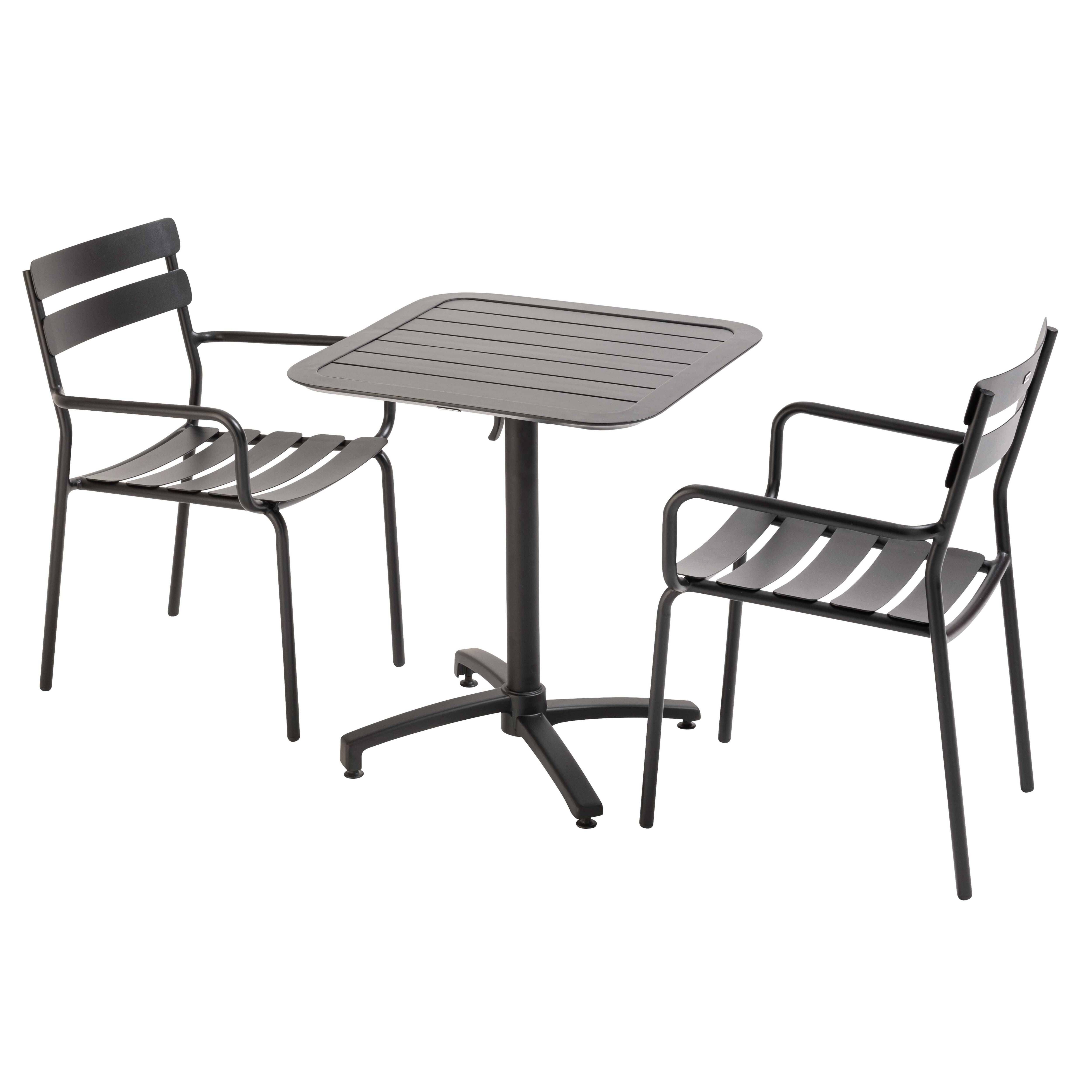 Oviala - Ensemble table inclinable de terrasse 70 x 70 cm et 2 fauteuils noir Almada - Oviala - Imagen 1