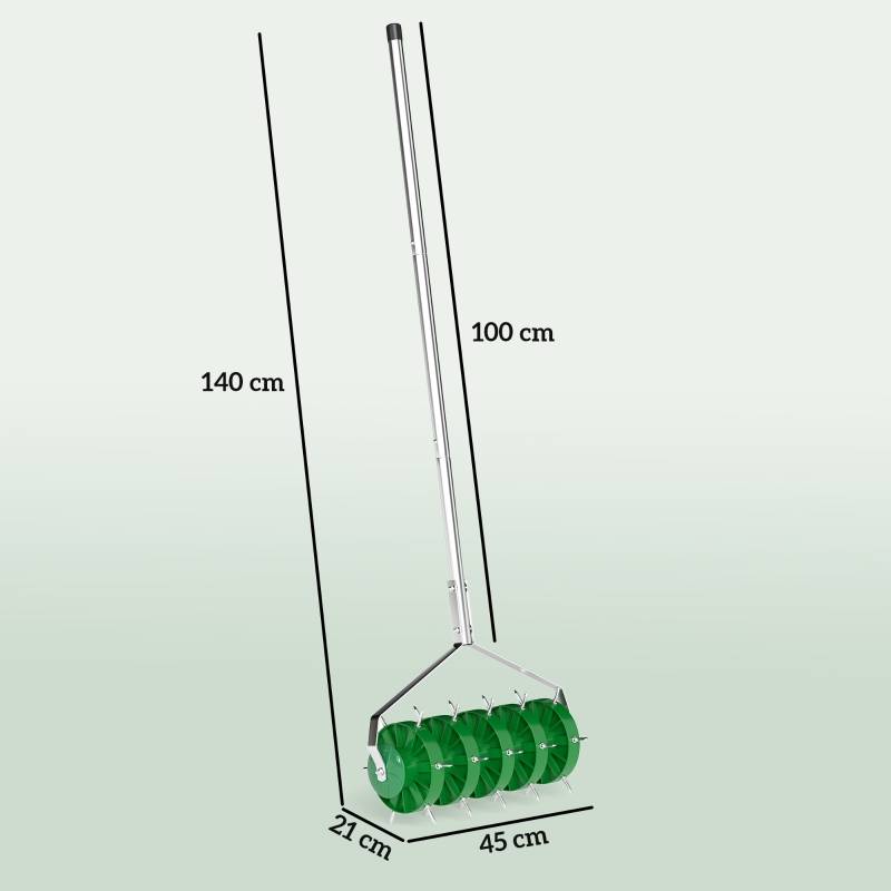 Aérateur Gazon Rouleau Acier Manuel 30 Pics Aération Sol 45cm Jardin - ComfortXL Outdoor Living - Image 3