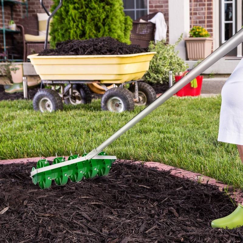 Aérateur Gazon Rouleau Acier Manuel 30 Pics Aération Sol 45cm Jardin - ComfortXL Outdoor Living - Image 8