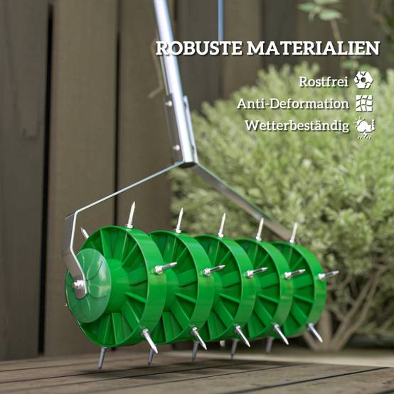 Aérateur Gazon Rouleau Acier Manuel 30 Pics Aération Sol 45cm Jardin - ComfortXL Outdoor Living - Image 6