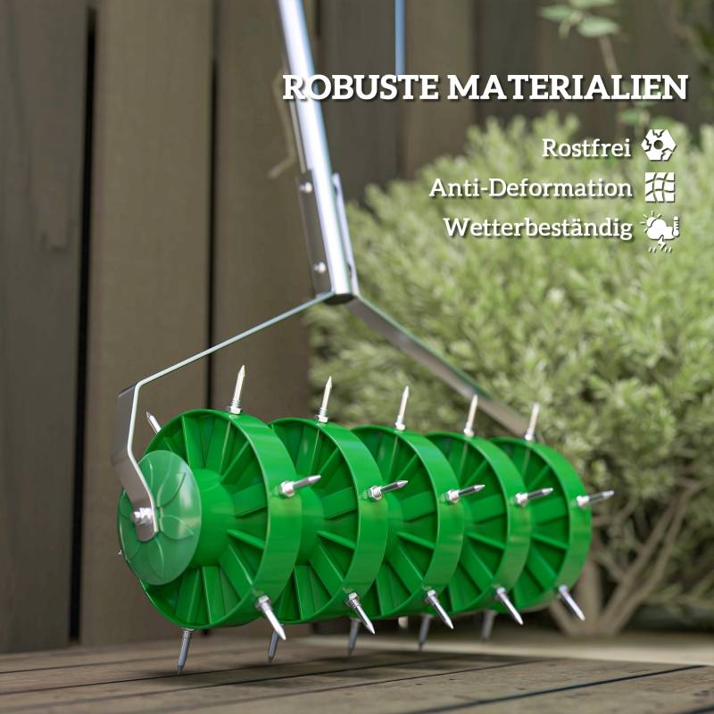 Aérateur Gazon Rouleau Acier Manuel 30 Pics Aération Sol 45cm Jardin - ComfortXL Outdoor Living - Image 6