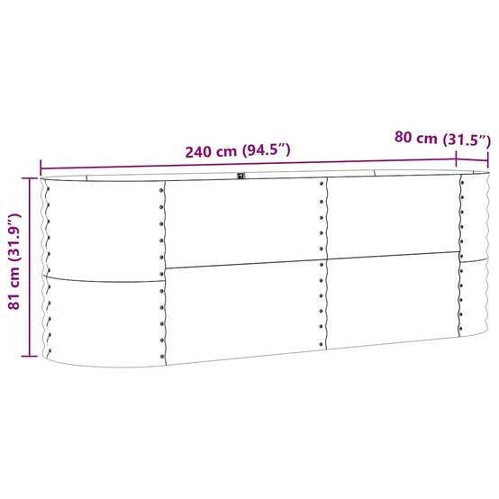 Carré Potager Surélevé en Acier Marron 240x80x81cm, Jardinière Haute Rectangulaire pour Extérieur – ComfortXL Outdoor Living - Image 9