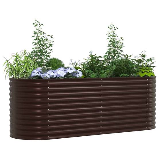 Carré Potager Surélevé en Acier Marron 240x80x81cm, Jardinière Haute Rectangulaire pour Extérieur – ComfortXL Outdoor Living - Image 3