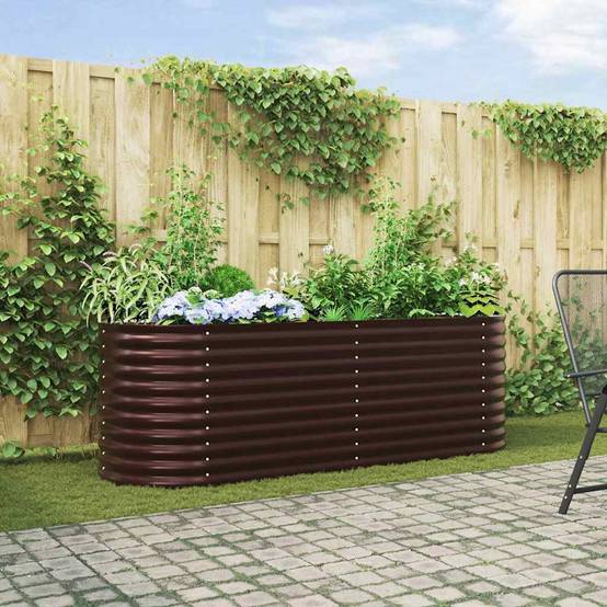 Carré Potager Surélevé en Acier Marron 240x80x81cm, Jardinière Haute Rectangulaire pour Extérieur – ComfortXL Outdoor Living - Image 1