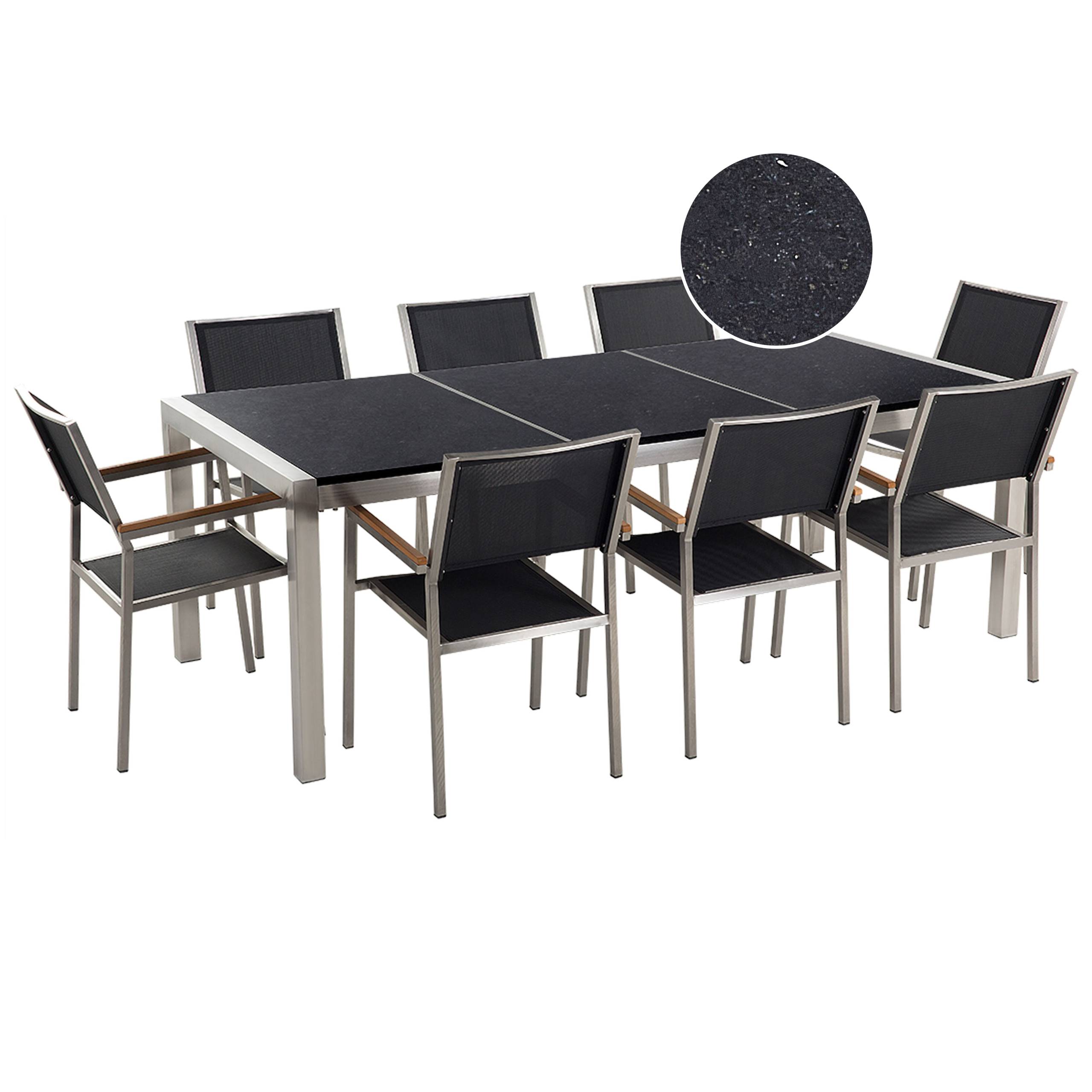 Beliani - Set de salle à manger, 8 Personnes Granit Noir GROSSETO - Beliani - Imagen 2