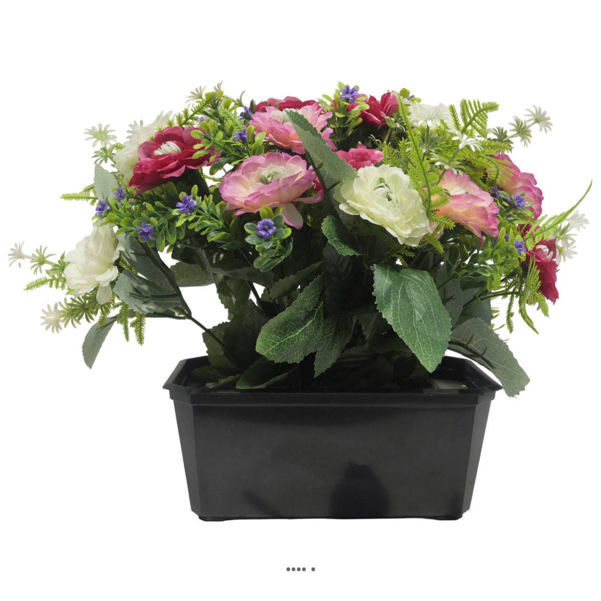 Artificielles - Jardinière fleurs artificielles pour les tombes renoncules et mini fleurs Rose - couleur: Rose 715 - Imagen 1