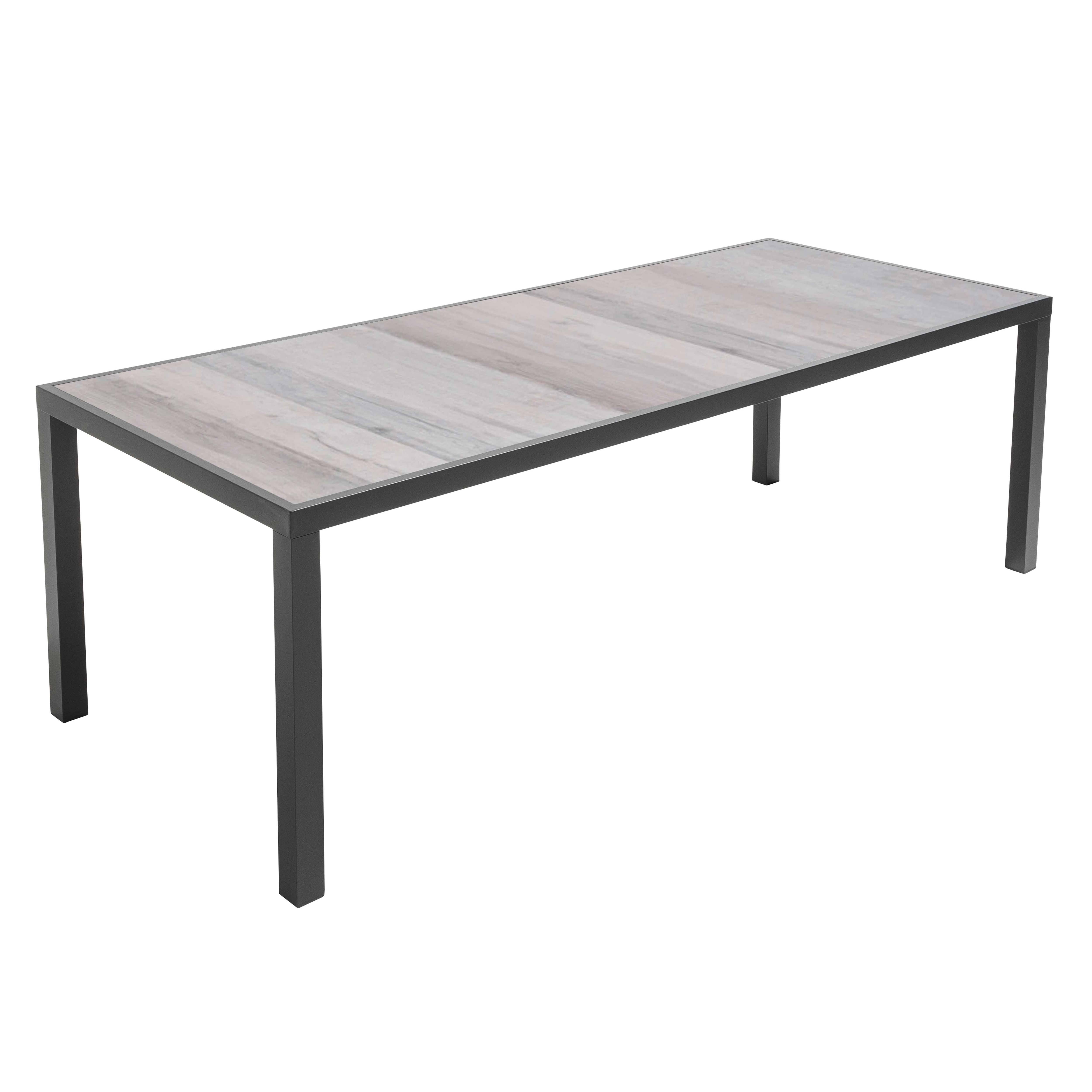 Oviala - Table de jardin en aluminium et céramique 10 places effet bois grisé - Oviala - Imagen 1