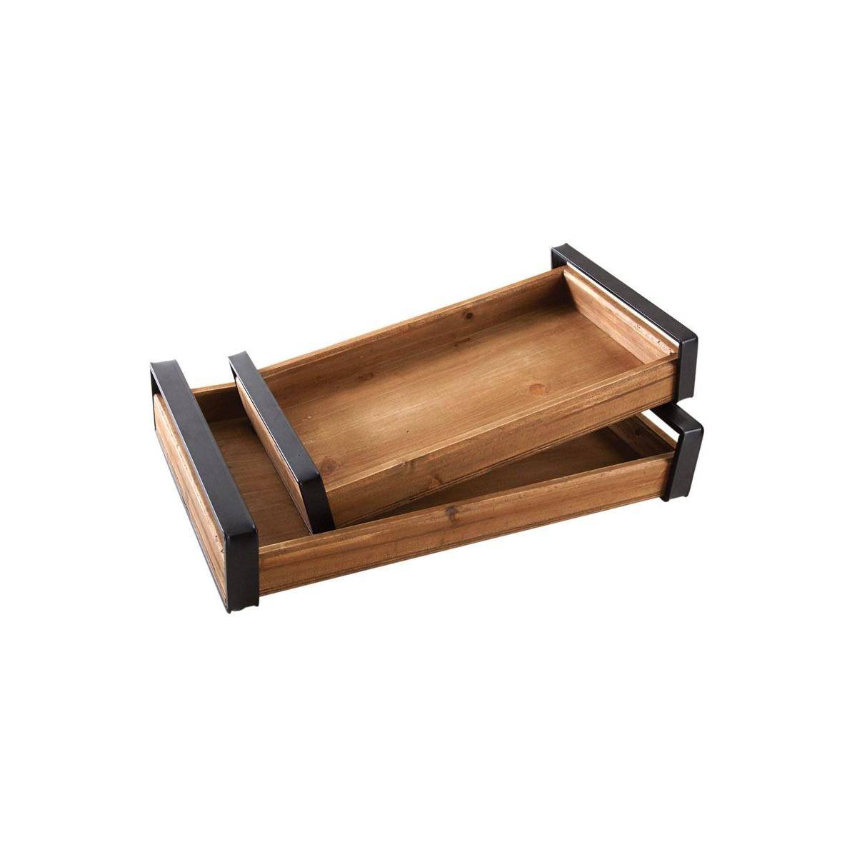 Aubry Gaspard - Plateaux modernes en bois (Lot de 2)