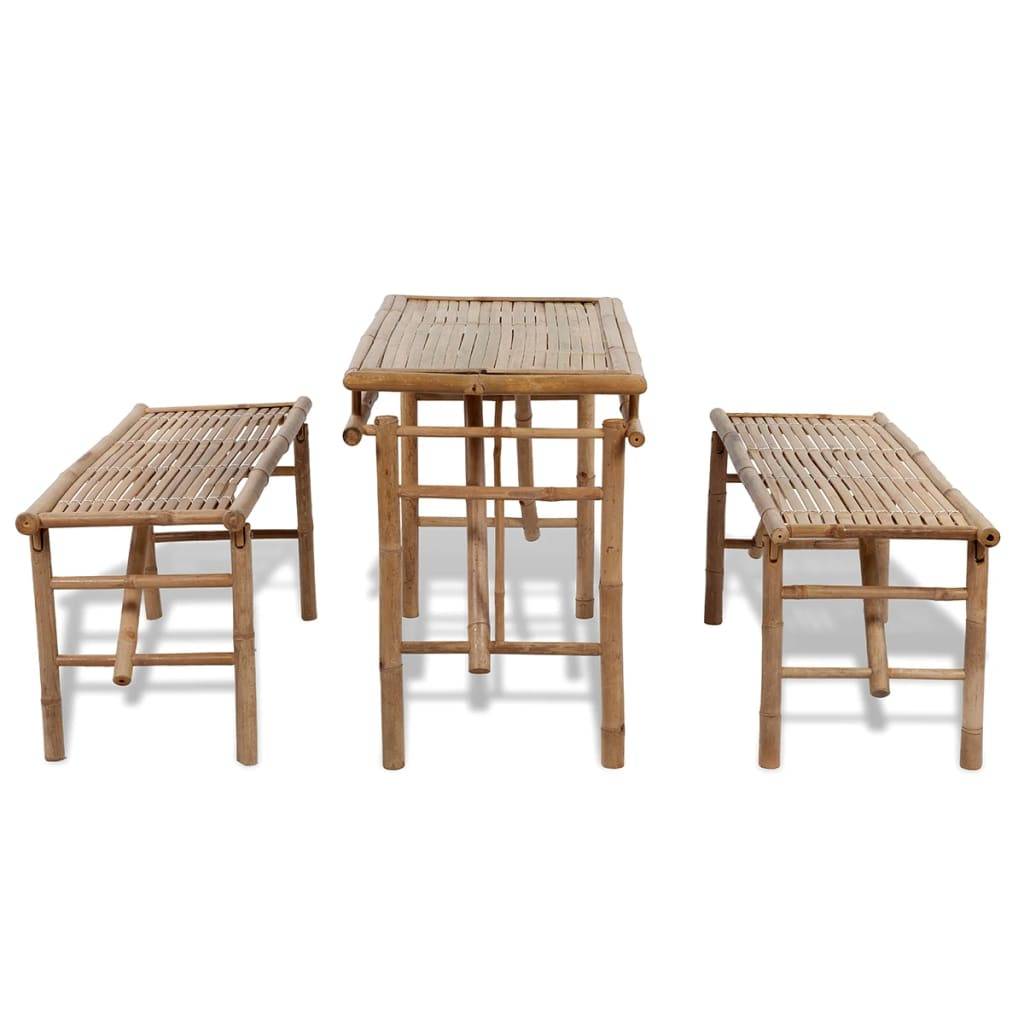 Maison Chic - Table de jardin - Table de brasserie avec 2 bancs 100 cm Bambou HL929 - Image 4