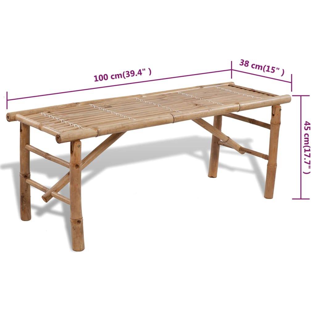 Maison Chic - Table de jardin - Table de brasserie avec 2 bancs 100 cm Bambou HL929 - Image 6