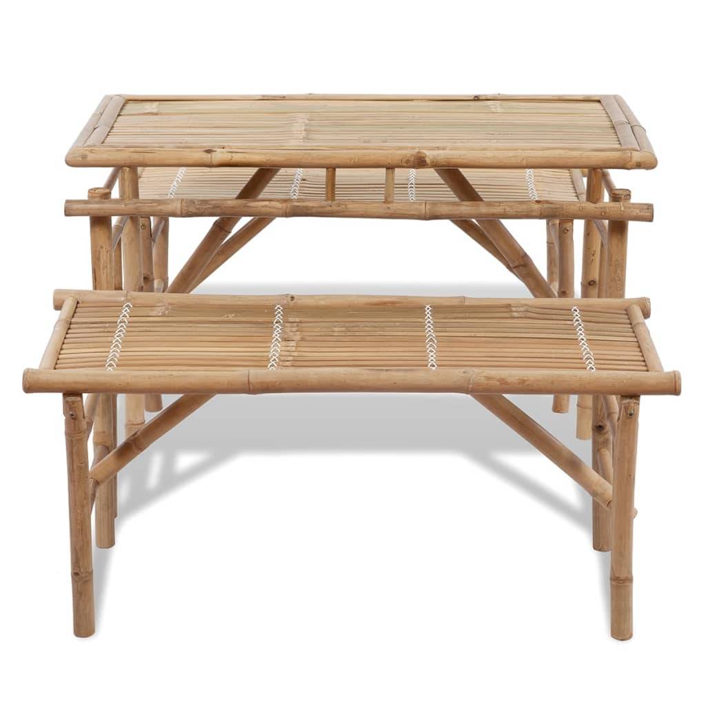 Maison Chic - Table de jardin - Table de brasserie avec 2 bancs 100 cm Bambou HL929 - Image 5