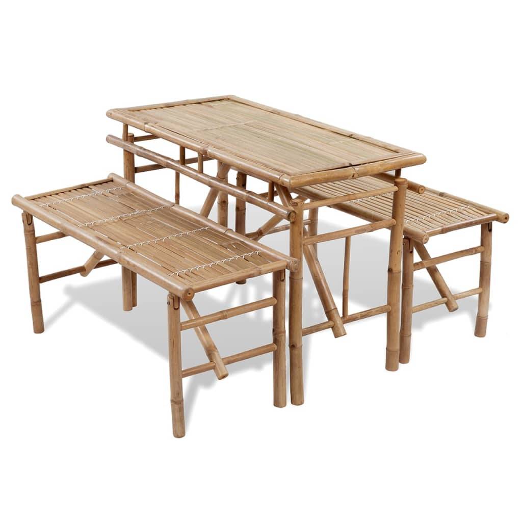 Maison Chic - Table de jardin - Table de brasserie avec 2 bancs 100 cm Bambou HL929 - Image 2